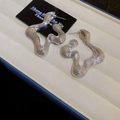 Irregular silver textured wave earrings displayed in a luxury velvet jewelry box - 19# Silver Needle-Silver Irregular-Wavy Liquid Metal