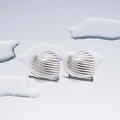 Minimalist silver heart earrings with unique ripple texture and polished metallic finish - Heart Stripe - Steel