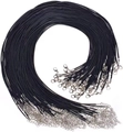 Cordons de collier noirs cirés en vrac avec fermoirs mousquetons argentés et chaînettes - Épaisseur 1,5 mm / Longueur 50+5 cm / Noir