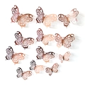 Set of 12 hollow 3D butterfly wall stickers in rose gold finish for party decor - Single Layer-Rose Gold