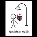Healing card with heart-shaped obsidian stone and You light up my life text - Mahogany Obsidian