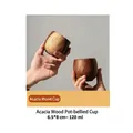 Handcrafted acacia wood cup with 120ml capacity and natural grain texture - 120ML / Belly Cup