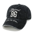 Vintage washed charcoal baseball cap featuring white 86 and Gorgeous embroidery - Black