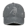 Vintage distressed washed baseball cap featuring an embroidered dinosaur skeleton logo - Gray