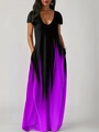 Detail shot of the black and purple gradient dress featuring side hidden pockets - Black Purple Gradient