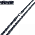 Collana a catena a corda ritorta nera in acciaio inossidabile stile hip hop - 6mm / Nero / 50cm