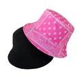 Wendbarer Fischerhut in Schwarz und Pink mit Paisleymuster und Bandana-Print - Erwachsene 55-58cm / Rosenrot Paisley