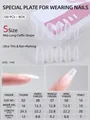 100pcs ultra-thin medium coffin fake nails size S with detailed measurement chart - Medium Long Coffin (Size S)