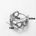 Silver stainless steel huggie earring with tiered ring design and size measurements - Multi-ring Connection Style (S90)