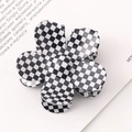 Flower Shaped Claw Clip / Black and White Plaid Flower