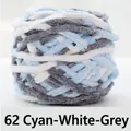 Gomitolo di lana spessa ciniglia colore 62 ciano bianco grigio per sciarpe fai da te - Ciano Bianco Grigio