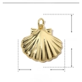 Detailed view of gold scallop shell charm with dimensions 22mm by 19mm in copper - Shell Shape