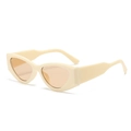 Vintage cat-eye sunglasses with chunky beige frames and translucent orange lenses - Beige Frame Tea Lens