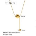 Gold-finish double layer necklace with sun moon pearls and 10mm 6mm bead pendants - Gold Spherical Pendant (HF-X2246) / 18K Gold