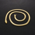 Mens 8mm golden stainless steel flat snake bone chain necklace on black background - 60CM / Gold