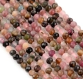 Faceted natural gemstone beads in mixed colors for DIY jewelry making and bracelet crafting - Tourmaline