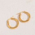 Vergulde titaniumstalen oorringen bezet met kleine ronde zirkoniasteentjes - Zirconia Stijl / 20mm / 14K Goud
