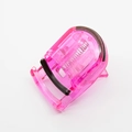 Portable mini pink plastic eyelash curler with metal spring for daily eye makeup. - OPP Bag / Transparent Pink