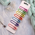 7-piece colorful matte wave edge hair clip set in pastel tones on display card - Colorful Square Wavy Hair Clips 7Pcs Set (11#)