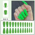 Unghie finte ballerina opache verde neon, set da 24 pezzi con dettagli sulle dimensioni - Verde Neon Brillante (CBLM-30)