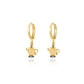 Golden teapot earrings with orange gemstones and micro-pave crystals on white background - Teapot Style (Style 17)