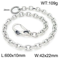Skull punk wallet chain in silver stainless steel, 600mm heavy duty metal biker jeans link - Style C - Skull Head (KK107-Z)