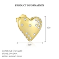 Orecchini a cuore in argento 925 dorato con zirconi, dimensione 1 cm raffinata - Oro / Coppia di Cuori Grandi