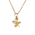 18k gold plated stainless steel necklace with plant leaves and berry pendant charm - December Gold