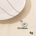 Silver devil's eye pendant necklace with blue crystal and dimensions 21x18mm - S776-Radial Round Tag / Silver
