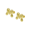 Detailed macro view of high-polished gold melt-effect earrings on a white background - Letter M (DE240728-M)