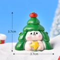 Mini resin green Christmas tree ornament with white pig and stars, size 3.7x3.7cm - No. 13 Green Christmas Tree Hedgehog