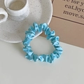 Elegant light blue satin scrunchie with silky finish and high elastic texture - Sky Blue