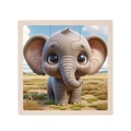 Educational 9-piece wooden jigsaw puzzle with cute cartoon elephant for kids - Elephant