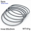 Set of 5 minimalist 3mm boiled black titanium steel stacking bangles with 65mm inner diameter - 65mm-Set of 5 (KB209828-GC)