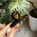Detailed view of dark brown tortoiseshell hair claw clip with glossy finish and metal spring - Glossy Light Tortoise