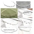 Silver thin headband set featuring sparkling rhinestones and white pearls - 8-Piece Set Silver