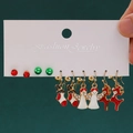 Festive enamel Christmas earring set with reindeer, angel, and stocking drop charms - 47 Socks Angel Reindeer (5 Pairs Set)
