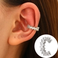 Silver-plated ear cuff featuring marquise-cut white zircons for non-pierced ears - White K - Marquise Zircon Style (F106)