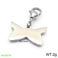 Polished silver butterfly steel pendant charm with lobster clasp, size 20x13mm - Bone/Bowknot (KLJ227-Z)