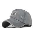 Detailed 45-degree angle of gray washed cotton baseball cap with MARIA letter embroidery - Adjustable / Grey (MARIA)