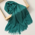 Deep green cotton linen scarf with frayed edges draped on a minimalist wooden frame - 180*100cm / Grass Green (TH39-45)