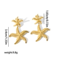 Golden starfish dangle earrings made of titanium steel with detailed sand texture finish - Gold (TE6474-G)