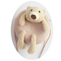 Cute pink straw crossbody bag for girls with a small plush bear decoration - Single Bag / Light Pink