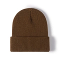 Brown ribbed knit beanie hat for winter warmth with thick textured wool fabric - Coffee