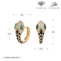 Detail view of S925 sterling silver snake earrings with 5A zircon and size parameters - Gold + Black