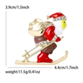 Spilla Babbo Natale che scia con cristalli e dimensioni di 4,4 cm x 3,9 cm - Rosso