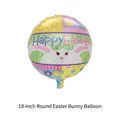 18-inch Happy Easter round foil balloon with white rabbit and colorful floral design - 18 Inch Round Easter Bunny