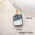Detailed dimensions of rectangular abalone shell pendant with gold wire wrapping - A0360 Wrapped Rectangle Abalone