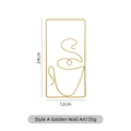 Minimalist golden metal coffee cup wall art sculpture, dimensions 24cm by 12cm - Style A / Gold
