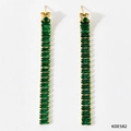 Eleganti orecchini pendenti in oro con cristalli rettangolari verde smeraldo per occasioni - Oro con Verde Smeraldo